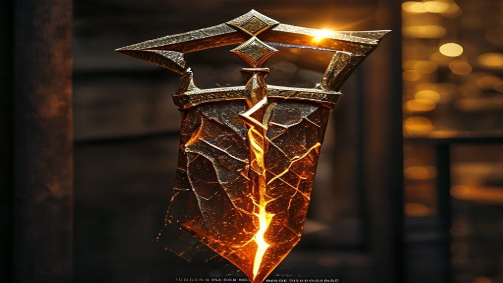 Tiwaz and Sowilo bind rune carved into cracked amber with moonlight filtering through pine forest, forest clearing with ancient standing stones